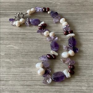 OFFERS WELCOMED Baroque Pearls and Purple Stone Necklace